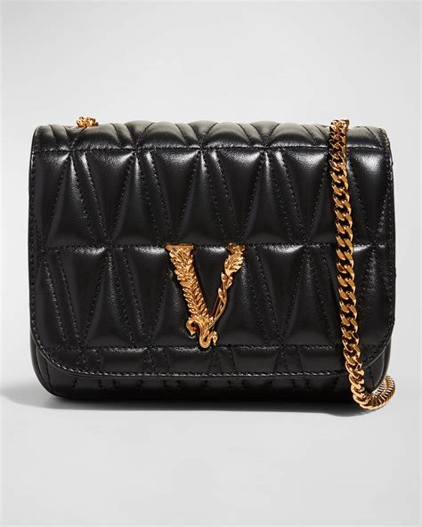 versace virtus quilted leather shoulder bag|Versace virtus quilted evening bag.